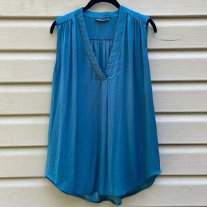 VINCE Teal Silky Sleeveless Blouse